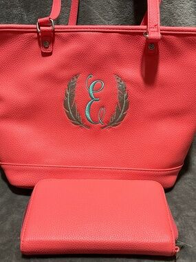Jewell by Thirty-One Calypso Coral City Chic Bag WITH Matching Wallet